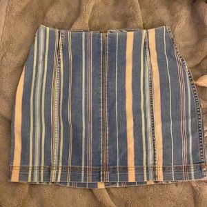 Multicolor Strip High Waist Jean Skirt
